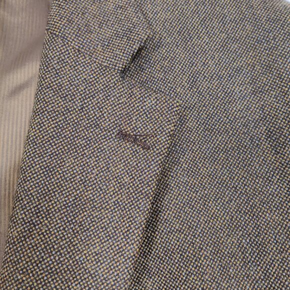 Lanza Collezione Men's Blazer Size 48L Brown Pin Check Plaid Business Casual - Picture 3 of 12
